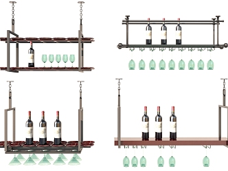 Wine rack combined hanging wine rack ceiling wine rack 3d model