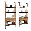 Wooden Shelving Units With Multiple Shelves Holding Books Vase Canisters And Decorative Boxes