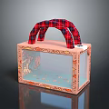 Transparent Household Storage Box With Plaid Handle And Pink Decorative Frame