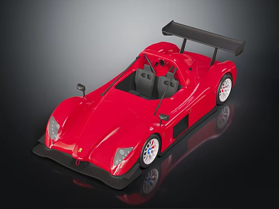 Red Open Top Racing Car With Aerodynamic Rear Wing And Streamlined Body 3d model