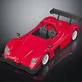 Red Open Top Racing Car With Aerodynamic Rear Wing And Streamlined Body