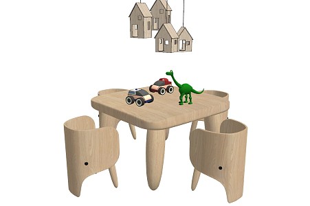 Nordic Children's Tables and Chairs 3d model