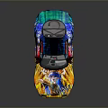 Vibrant Graffiti Sports Car Body Design With Colorful Art And Shiny Wheels