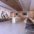 Modern Restaurant Interior With Wooden Partitions Bar Stools Rabbit Decor Open Space And Large Windows
