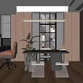 Modern Study Room Interior Design With Wooden Desk Ergonomic Chair Integrated Bookshelves And Natural Light