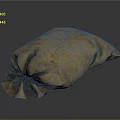 Thick Brown Burlap Sack With Tied Closure For Household Essentials 3d model