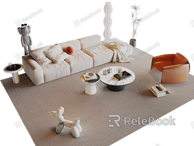 Cream wind sofa coffee table combination model