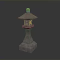 Traditional Stone Lantern Garden Ornament With Decorative Base And Carved Design