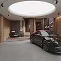 Modern Basement Interior With Sports Car And Stylish Decor