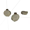 Unique Brick Patterned Decorative Vessels In Diverse Shapes For Interior Design 3d model