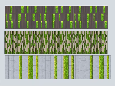 Green Living Wall Vertical Garden Design With Striped Patterns On Gray Background 3d model