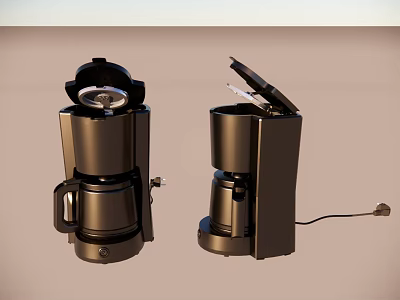 Modern Black Coffee Makers As Essential Kitchen Appliances With Open Lids 3d model