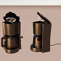 Modern Black Coffee Makers As Essential Kitchen Appliances With Open Lids