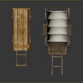 Two Types Of Wooden Wagons With Canopy And Flatbed Structure
