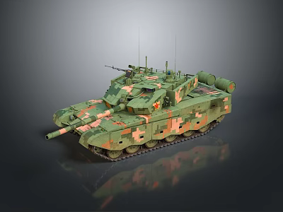 Military Tank with Camouflage Pattern and Heavy Weaponry Tracks and Cannon Design for Modern Warfare 3d model