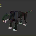 Black Origami Style Decorative Panther Model With Geometric Polygonal Design White Paws And Fangs