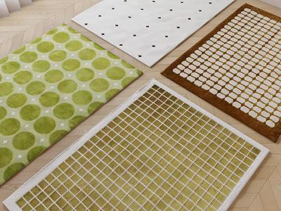 Square Rugs With Diverse Patterns Like Circles Dots And Grids For Living Room Decor 3d model