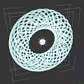 Pink Circular Sculpture Carving With Woven Lines And Blue Center Sphere