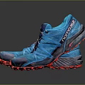 Salomon Blue Trail Running Shoes With Red Soles And Performance Design For Outdoor Sports