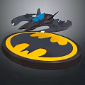 Detailed Batman Themed Spaceship Model Decorative Display With Logo Base 3d model