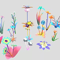Colorful Different Types Of Garden Plants With Vibrant Flowers Green Leaves And Stems