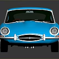 Bright Blue Classic Sports Car With Sleek Body And Reflective Surface