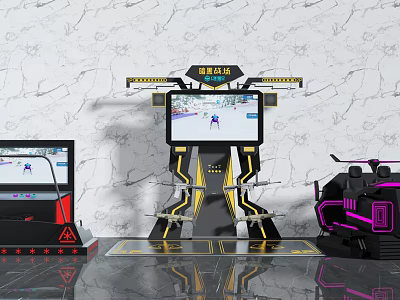 Modern Entertainment Equipment with VR Gaming Machine Large Screen and LED Lighting Effects 3d model