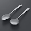 Two Silver Stainless Steel Spoons Modern Sleek Handle Kitchen Dining Cutlery Set