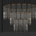 Modern Crystal Chandelier With Long Clear Glass Drops And Circular Hanging Design