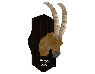 Animal Wall Decor with Antelope Head on Wooden Background and Mountain 2012 3d model Animal Wall Decor with Antelope Head on Wooden Background and Mountain 2012 3d model