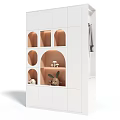 Modern White Display Cabinet With Geometric Open Shelves And Decorative Ornaments