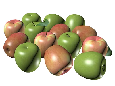 Fresh Green and Red Apples Stacked Together as Healthy Ripe Fruit Selection 3d model