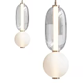 Modern Transparent Glass Pendant Lights With White Spherical Bases And Gold Accents