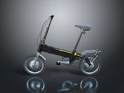 Foldable Bicycle With Modern Black Frame And Yellow Accents For Portable Use 3d model