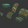 Worn Wooden Table And Chair Components For Scene Design And Decoration