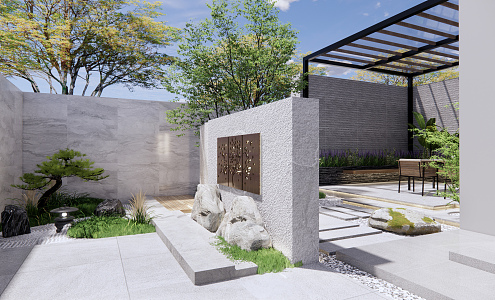 Modern Courtyard Garden 3d model