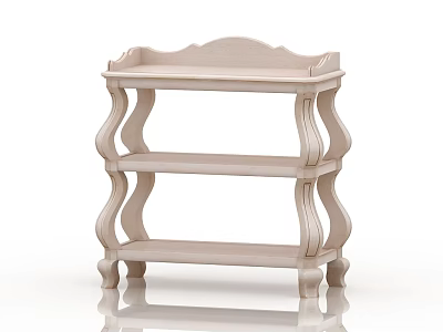 Elegant Three Tier Storage Shelf With Curved Legs And Arched Top 3d model