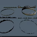 Detailed Panoramic Circular Urban Landscape With City Skyline And Greenery