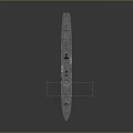 Detailed Warship 3D Model With Gray Hull Orange Bottom Turret And Antenna Structures