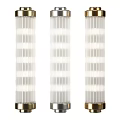 Modern Three Cylindrical Striped Glass Wall Lamps with Metal Frames