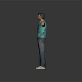 Game Movie Character In Blue Floral Shirt Blue Jeans And White Sneakers With Arms Outstretched