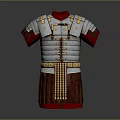 Roman Soldier Armor With Silver Chest Plate Red Lining And Golden Decorations