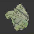 3D Golf Course Terrain Model With Green Grass Fairways Bunkers And Trees