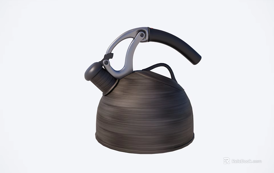 Black Textured Electric Kettle With Black And Silver Handle For Daily Use 3d model 