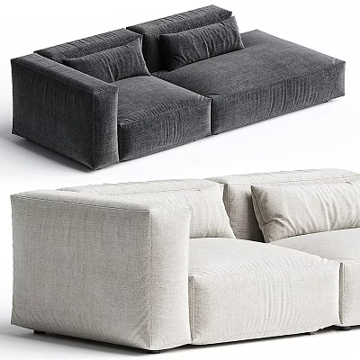 Modern Dark Gray And Light Gray Fabric Sectional Sofa With Soft Cushions 3d model