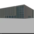 Modern Commercial Complex With Square Structure Central Courtyard Glass Windows And Solar Panel Roof 3d model