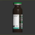 Medical Device Brown Glass Vial With Green Cap And Instruction Label