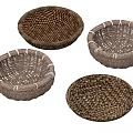 Rustic Brown Woven Baskets Decorative Ornament Set With Textured Handwoven Design 3d model