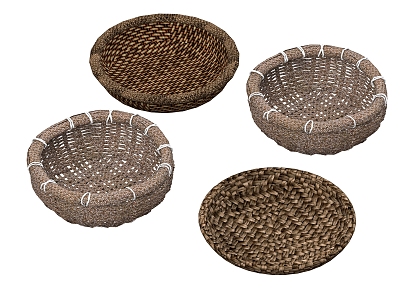 Chinese Bamboo Woven Bamboo Basket Bamboo Plate Woven Dustpan Basket Bamboo Basket Fish Basket 3d model