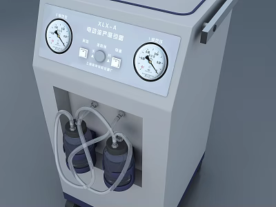 Medical Electric Suction Apparatus With Gauges Knobs Bottles And Mobile Wheels 3d model